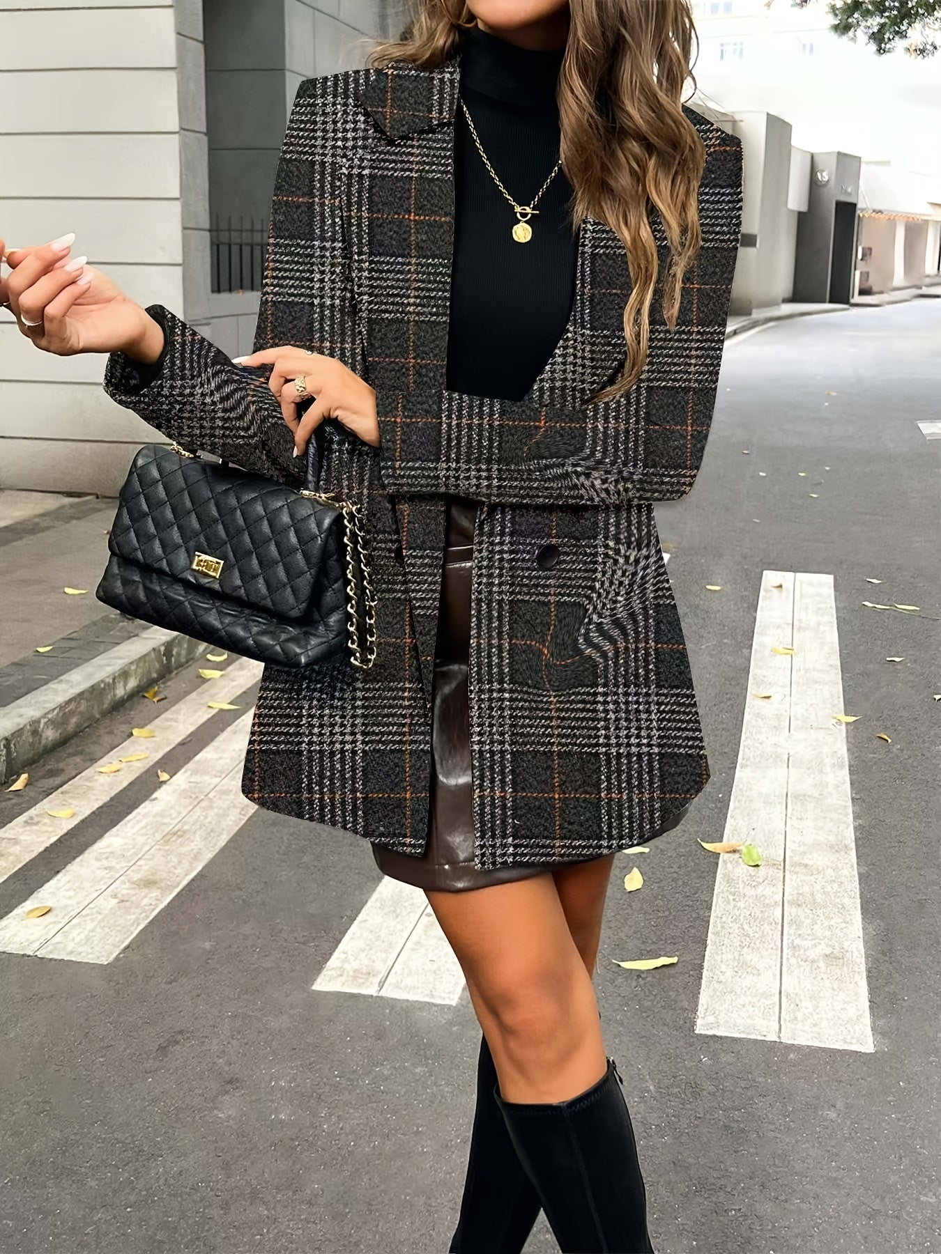 Louna™ | Blazer Chic Motif Prince-de-Galles