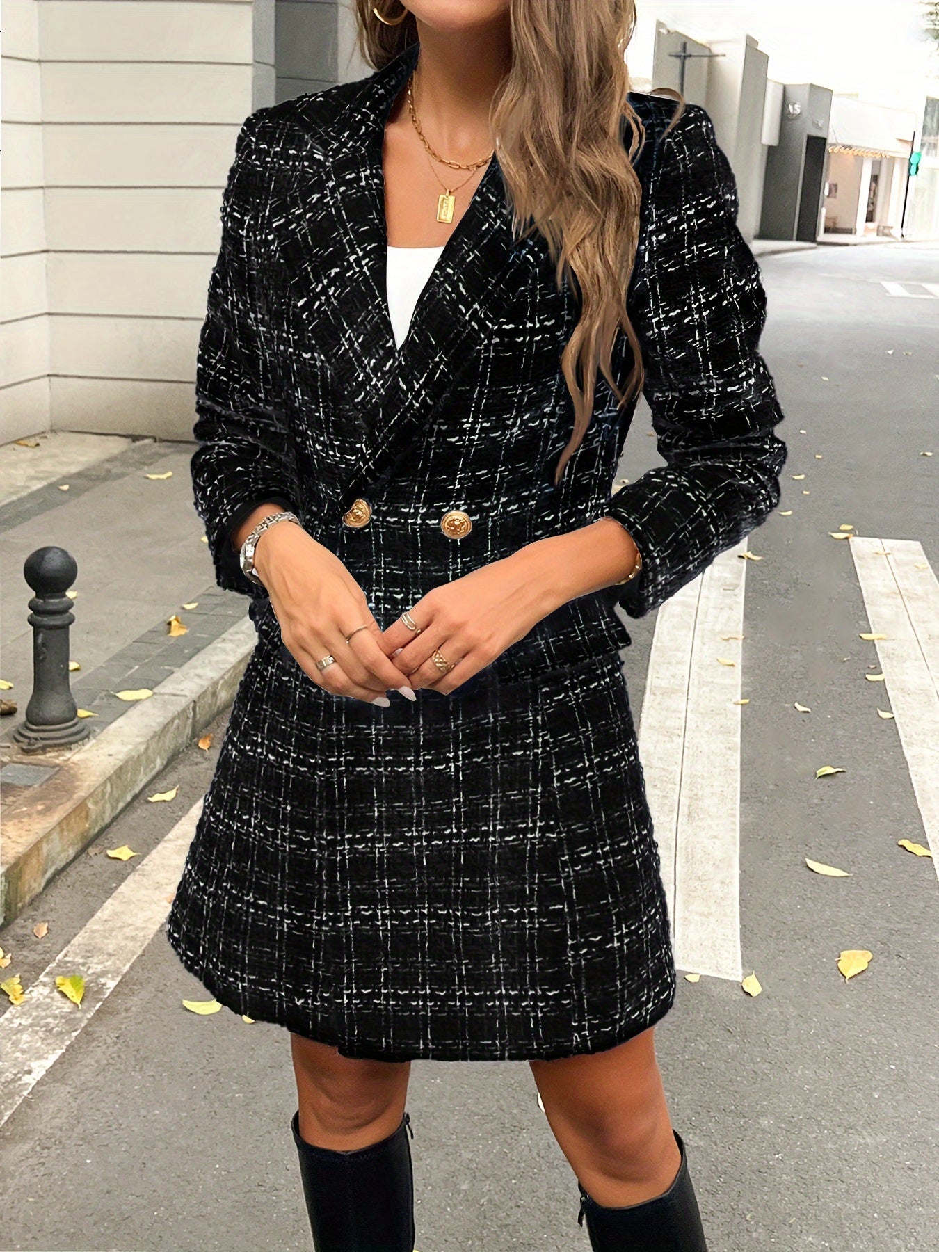 Élodie™ | Blazer à Carreaux Classiques