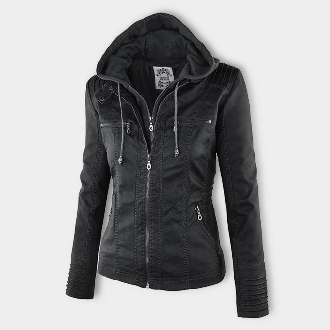 Veste moderne en cuir avec capuche