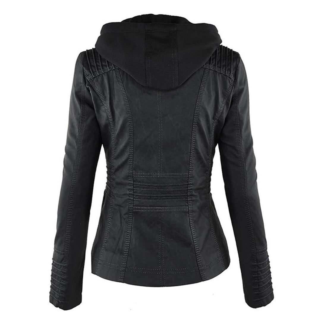 Veste moderne en cuir avec capuche