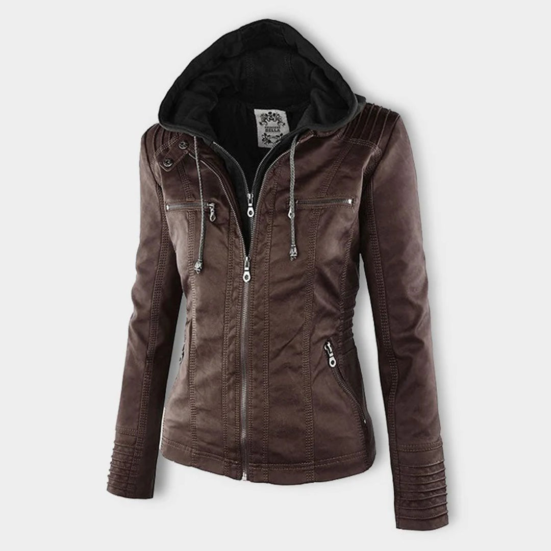 Veste moderne en cuir avec capuche