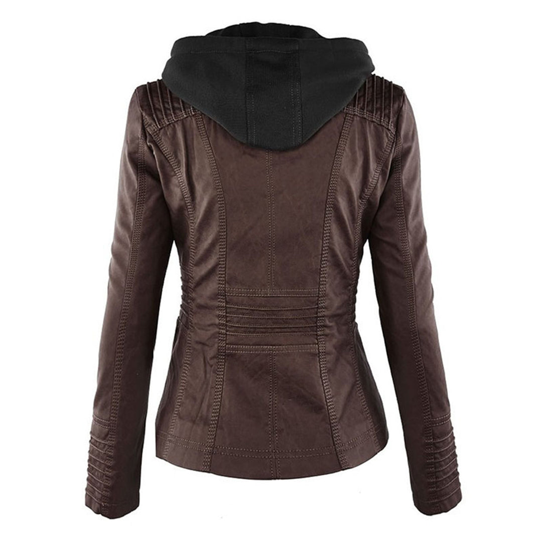 Veste moderne en cuir avec capuche