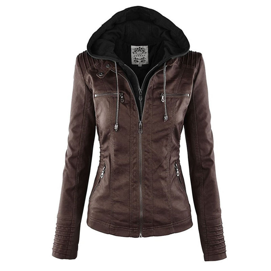 Veste moderne en cuir avec capuche
