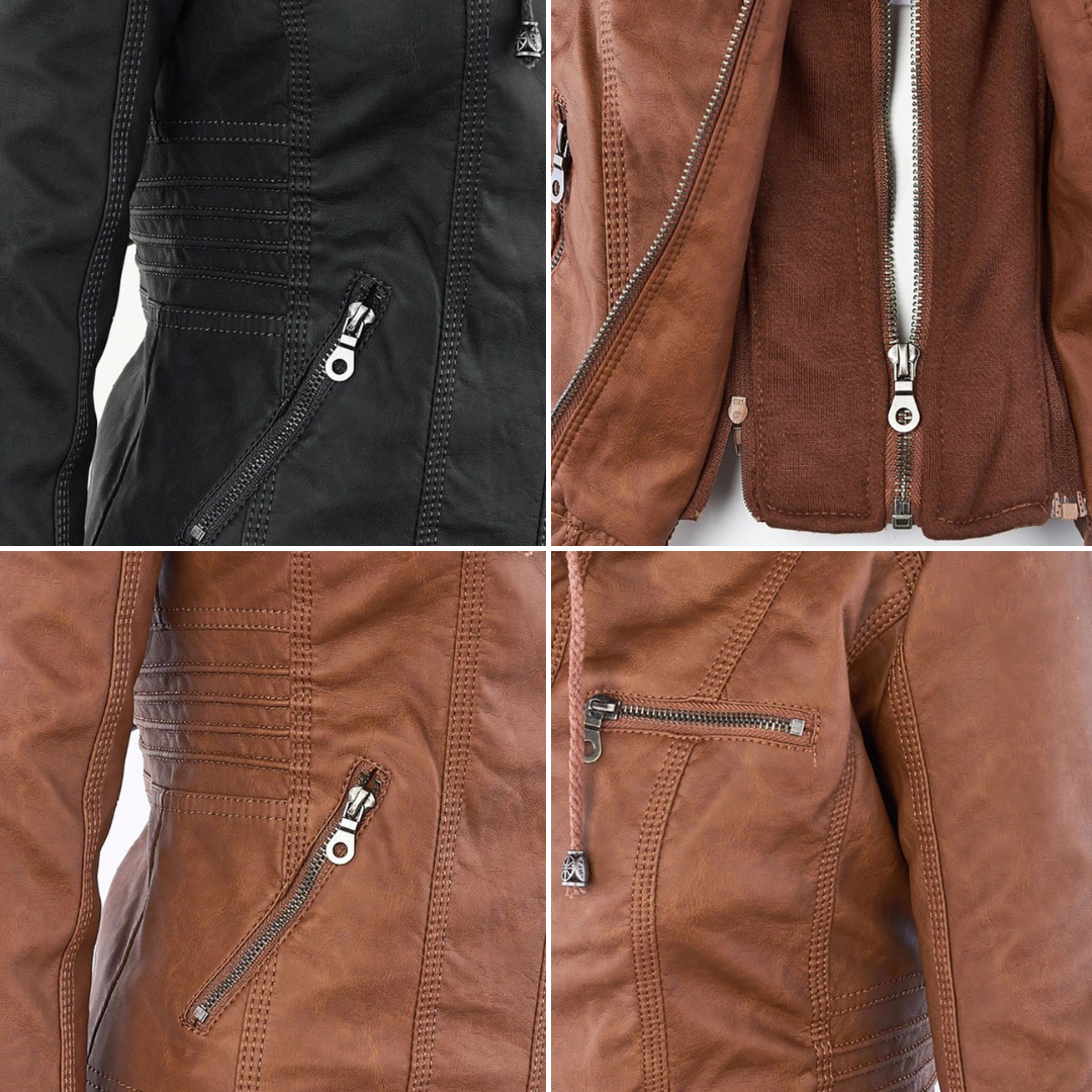 Veste moderne en cuir avec capuche