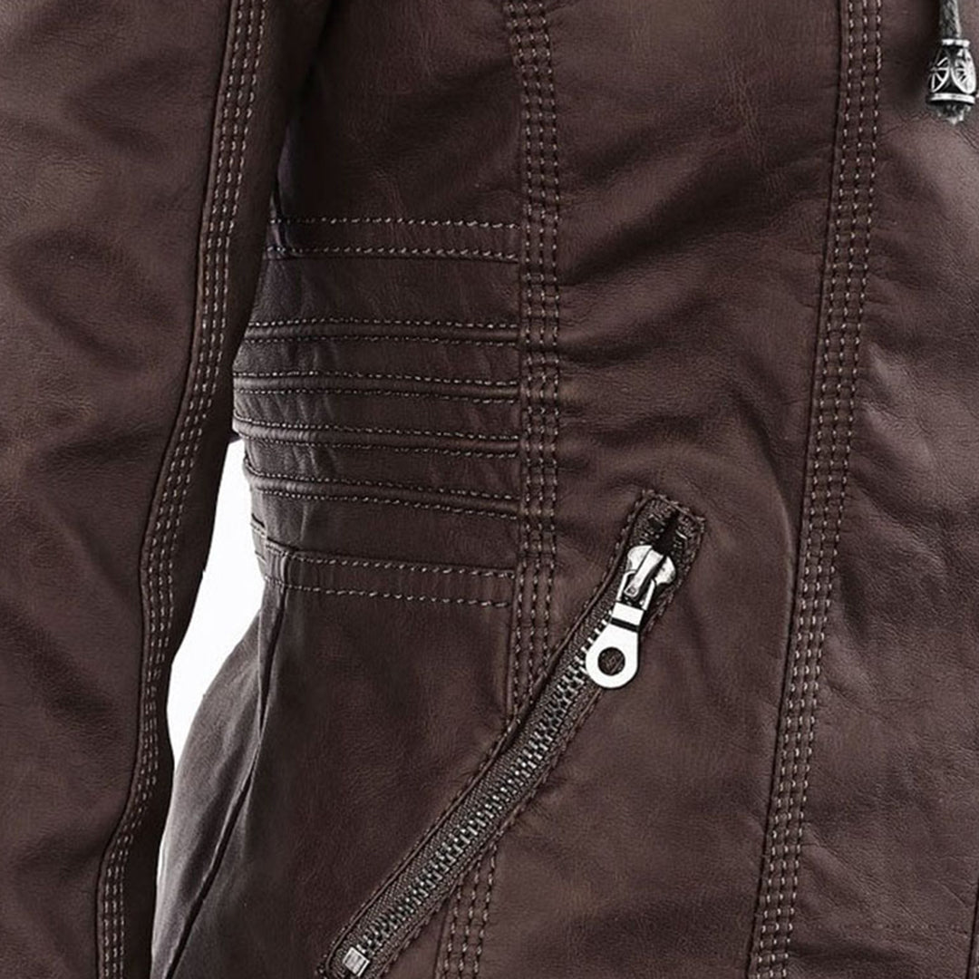 Veste moderne en cuir avec capuche