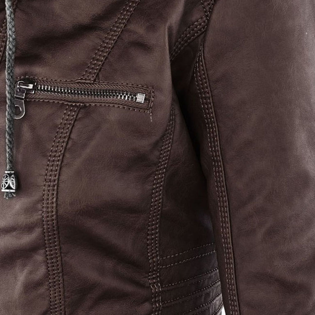 Veste moderne en cuir avec capuche