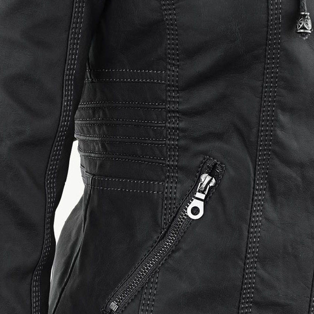 Veste moderne en cuir avec capuche