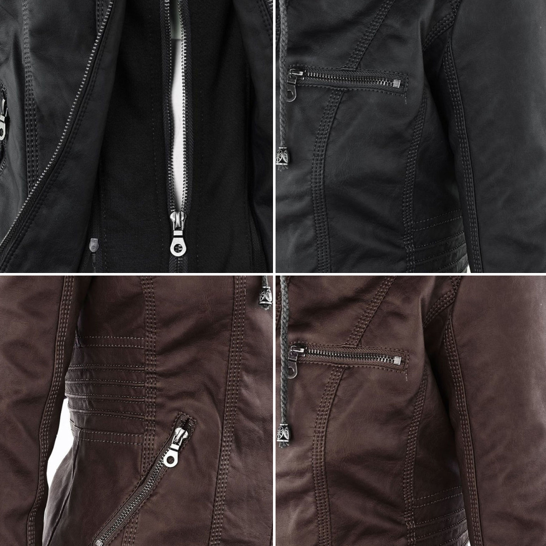 Veste moderne en cuir avec capuche