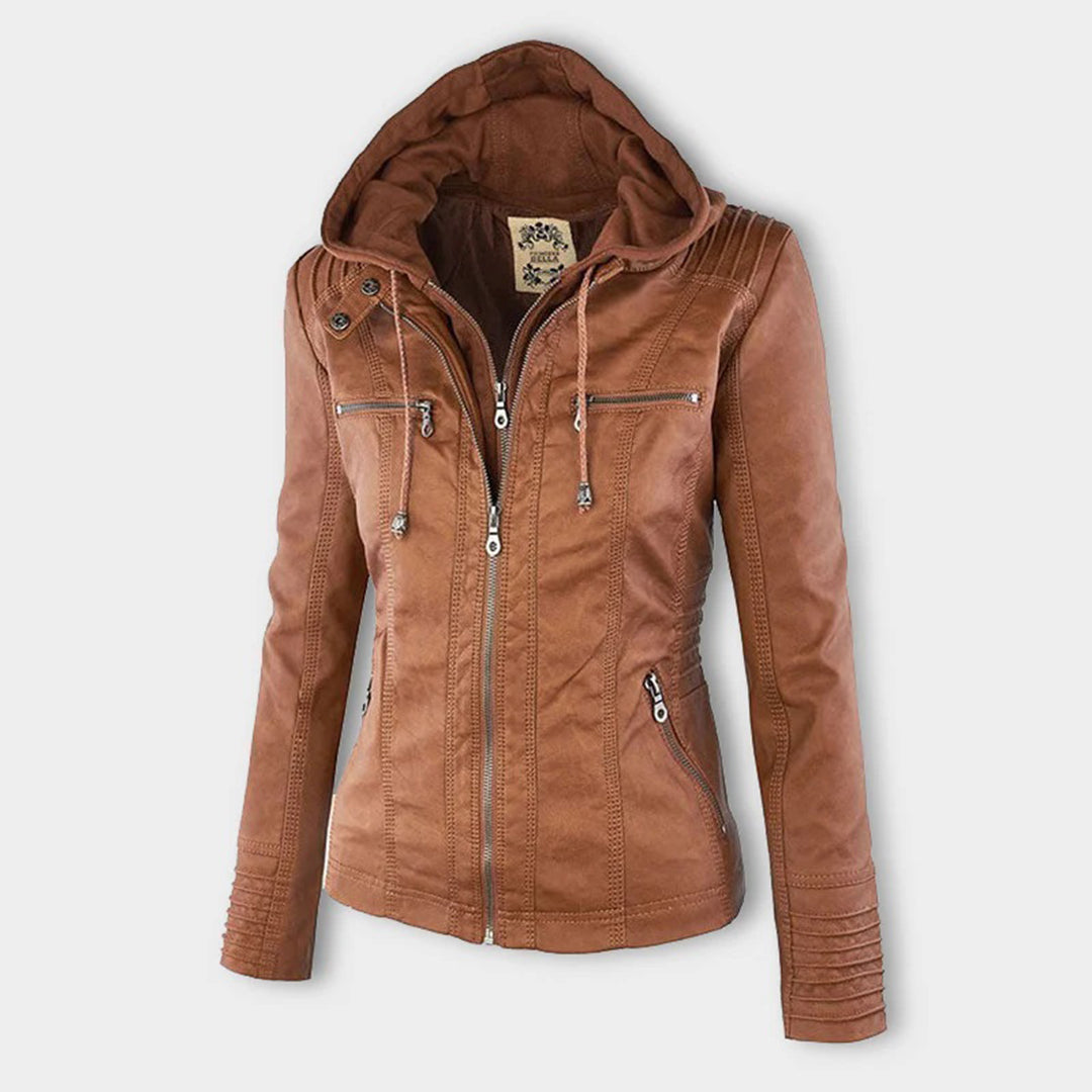 Veste moderne en cuir avec capuche