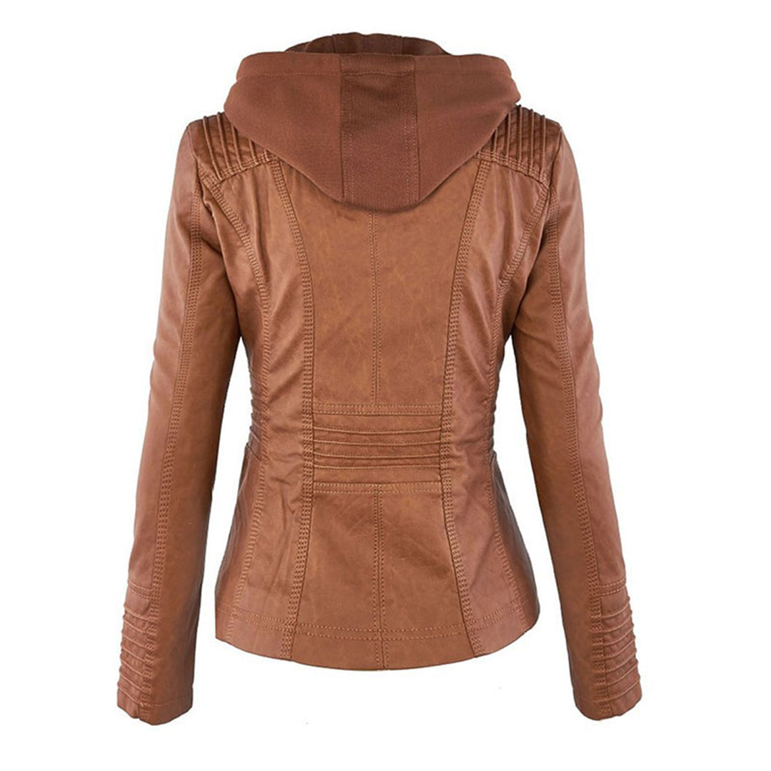 Veste moderne en cuir avec capuche