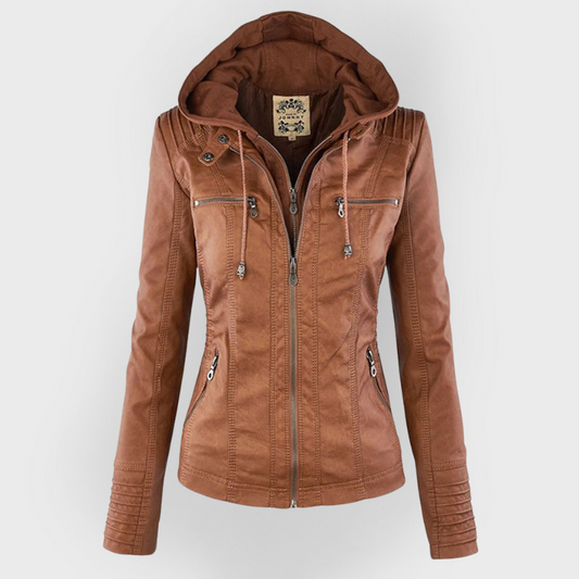 Veste moderne en cuir avec capuche