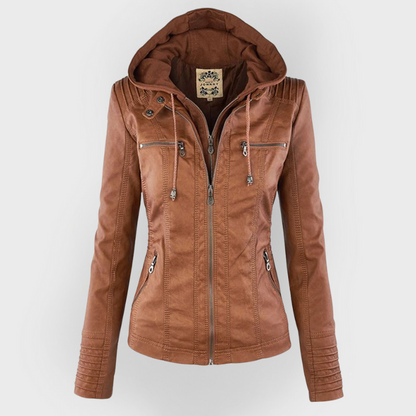 Veste moderne en cuir avec capuche