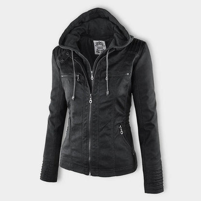 Veste moderne en cuir avec capuche