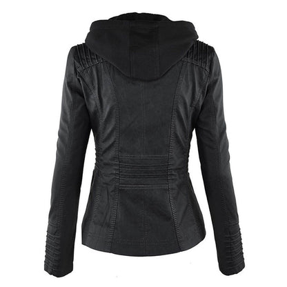 Veste moderne en cuir avec capuche
