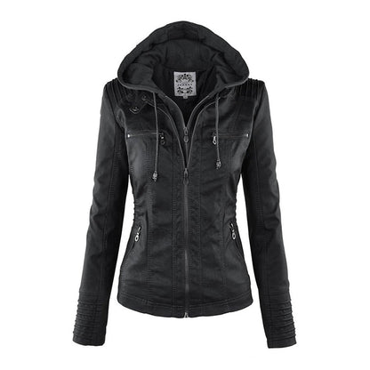 Veste moderne en cuir avec capuche