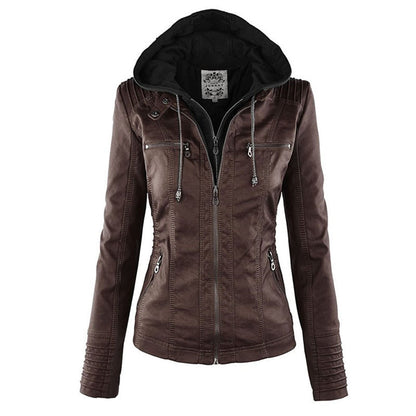 Veste moderne en cuir avec capuche