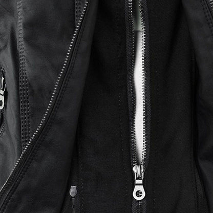 Veste moderne en cuir avec capuche