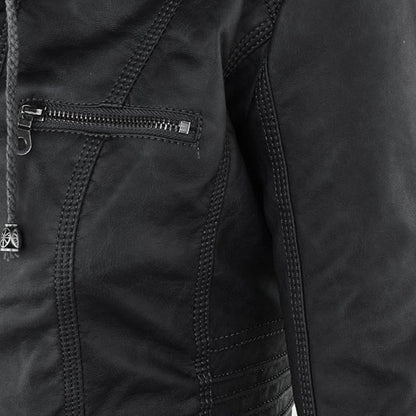 Veste moderne en cuir avec capuche