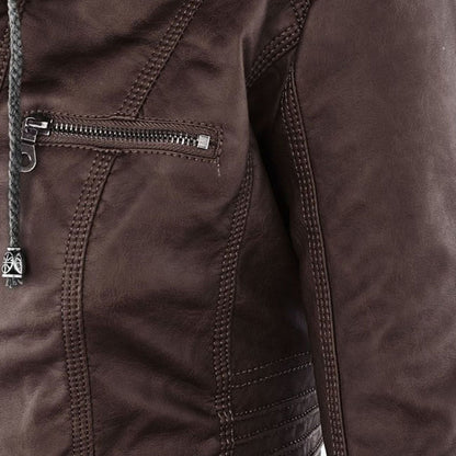 Veste moderne en cuir avec capuche
