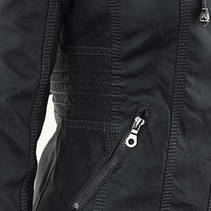 Veste moderne en cuir avec capuche