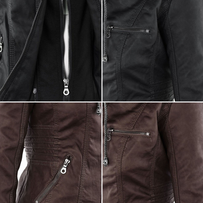 Veste moderne en cuir avec capuche