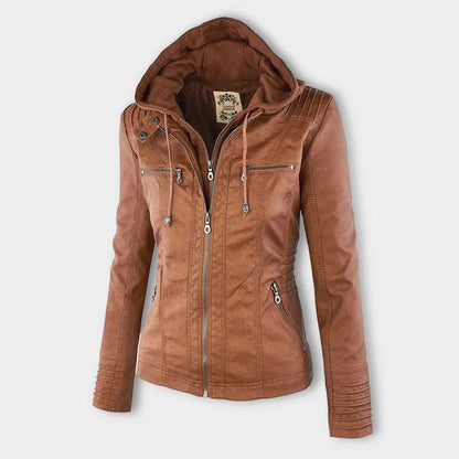 Veste moderne en cuir avec capuche