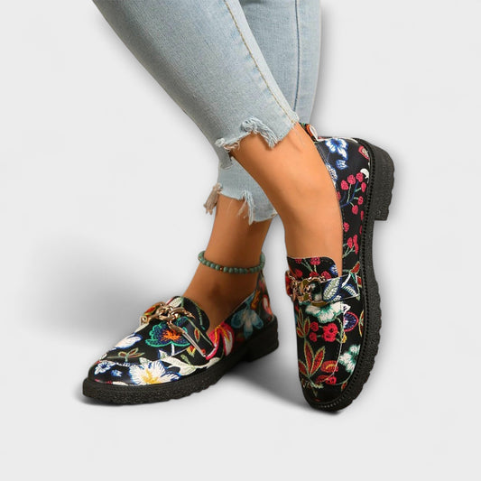 Orla – Mocassins Multicolores avec Motif Floral