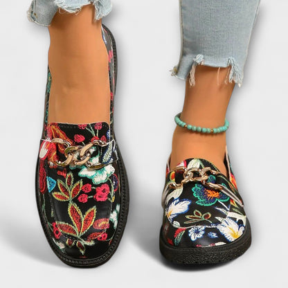Orla – Mocassins Multicolores avec Motif Floral