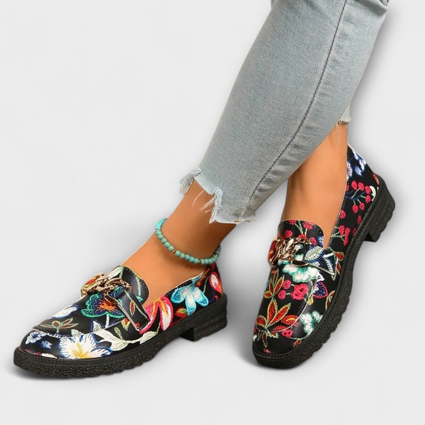 Orla – Mocassins Multicolores avec Motif Floral