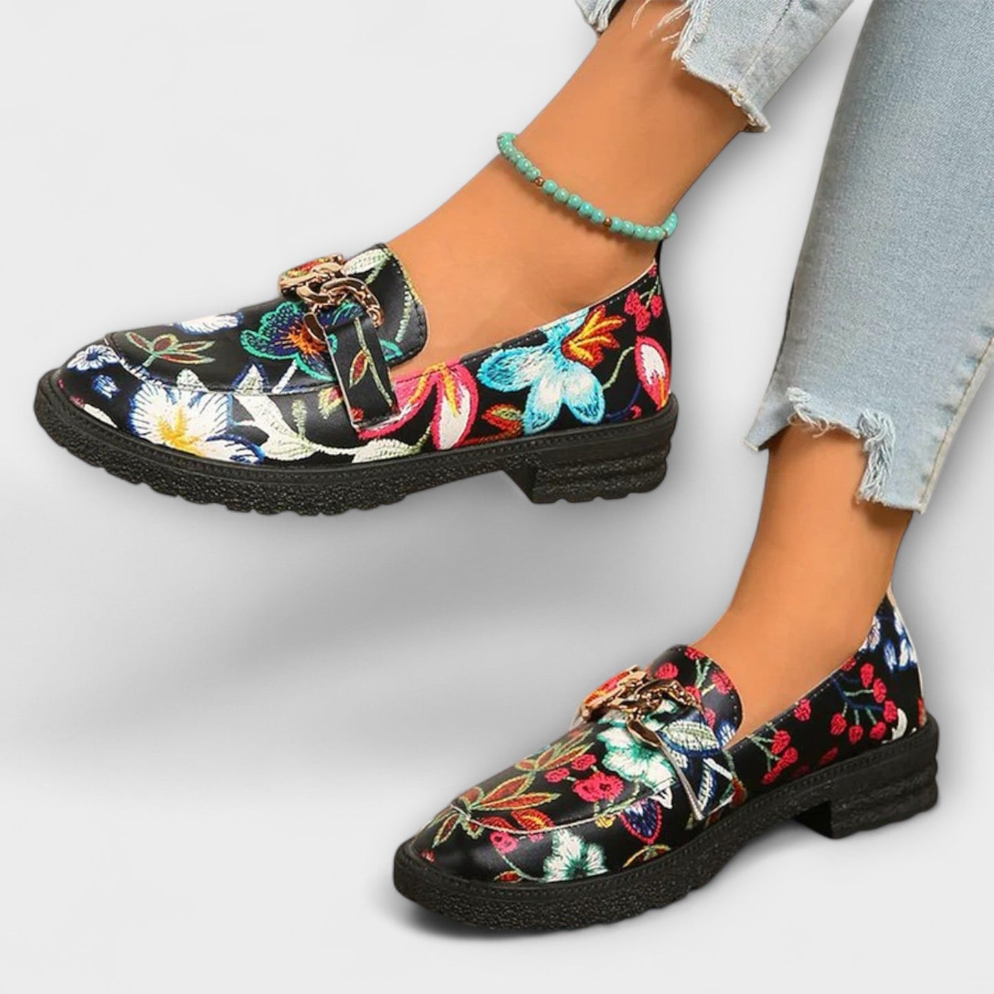 Orla – Mocassins Multicolores avec Motif Floral