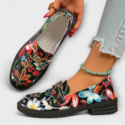 Orla – Mocassins Multicolores avec Motif Floral